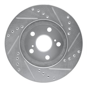 Toyota Celica Brake Rotor (1) - Front Left - R1 Concepts - Drilled & Slotted - Silver - `94-`00